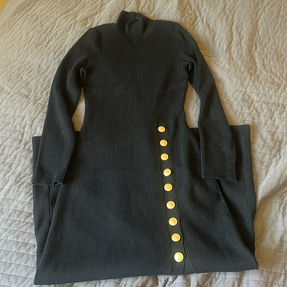 Sezane 'Harper' black Dress Size S gold buttons